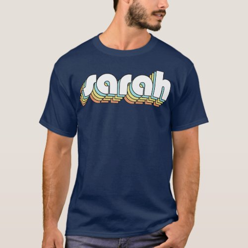 Sarah Retro Rainbow Typography Faded Style T_Shirt