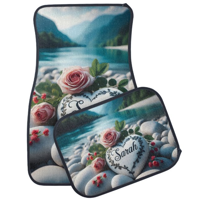 Sarah River Heart Car Floor Mat (Set)