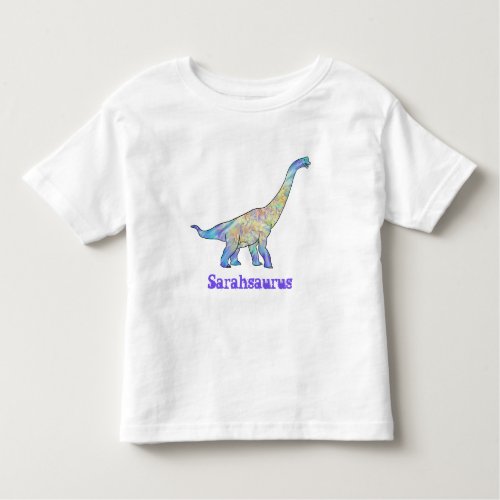 Sarah Saurus Colorful Brachiosaurus Dinosaur Art Toddler T_shirt
