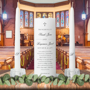 Sarah Simple Elegant Script Christian Wedding Unity Candle Set