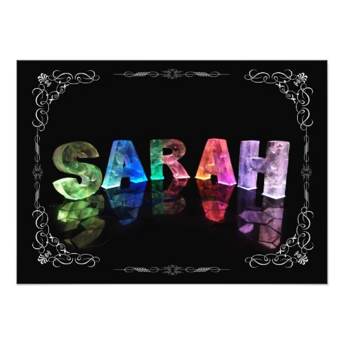 Sarah  _ The Name Sarah in 3D Lights Photograph Photo Print