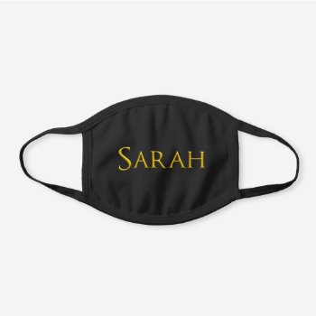Sarah Woman's Name Black Cotton Face Mask by DigitalSolutions2u at Zazzle