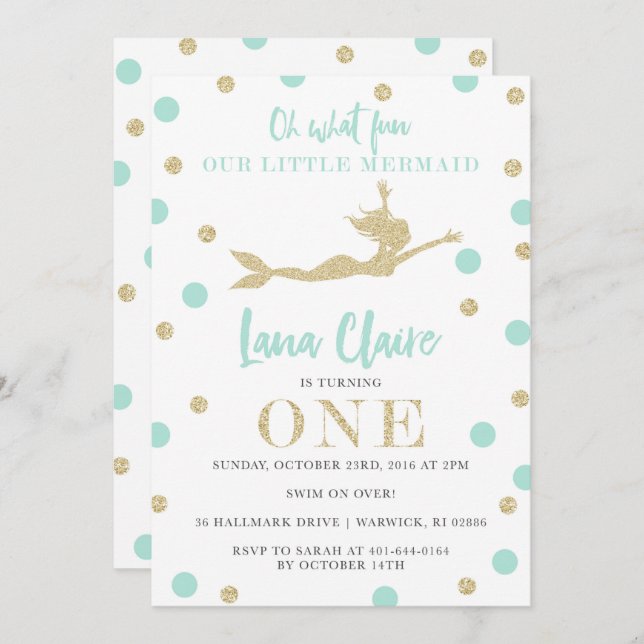 Sarah's Custom Mermaid Invitations (Front/Back)