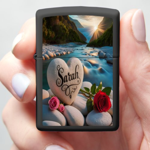 Sarahs Heart stone Sunset Zippo Lighter