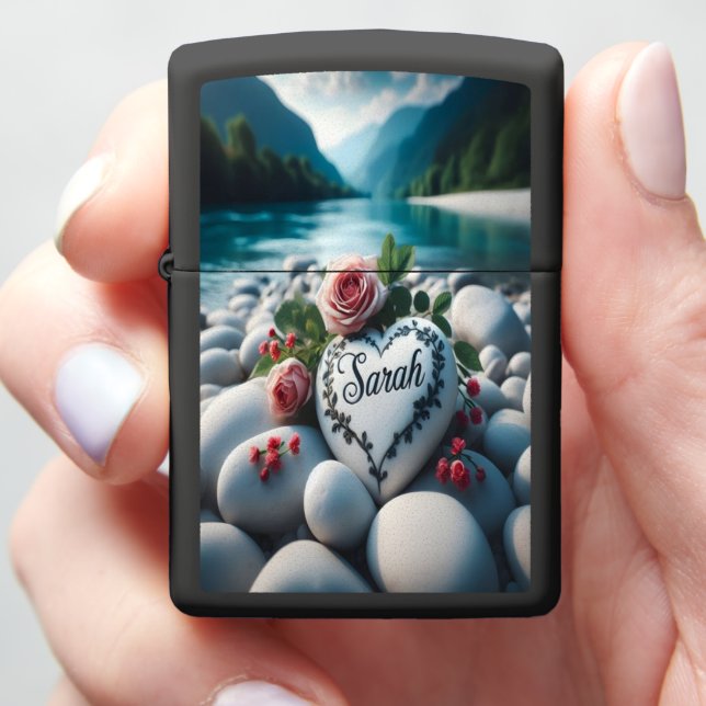 Sarah's River Heart Zippo Lighter (In Hand)