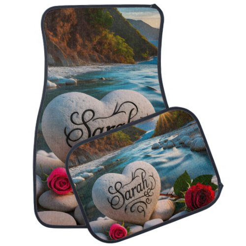 Sarahs Sunset River Stone Car Floor Mat