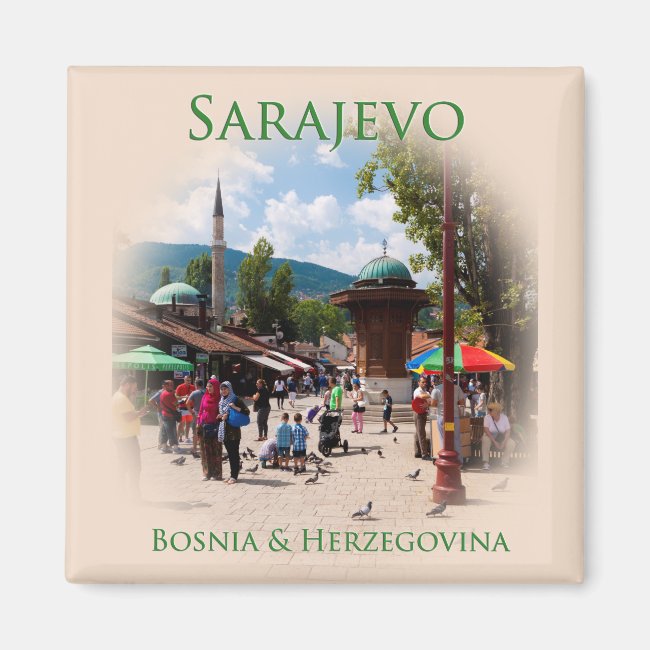 Sarajevo: Pigeon Square in the Old Bazaar Magnet