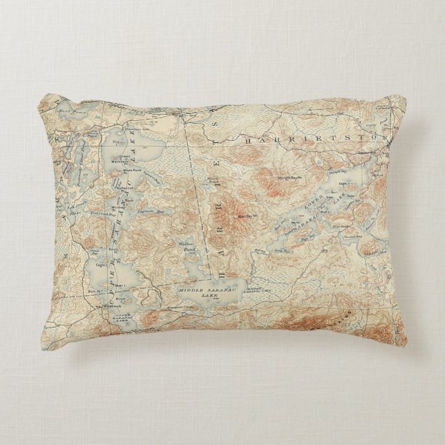 Saranac Lake Chain (Lower, Middle and Upper Lakes) Accent Pillow (Front)