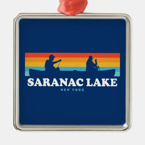 Saranac Lake New York Canoe Metal Ornament