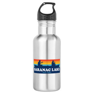 Saranac Lake New York Canoe Stainless Steel Water Bottle