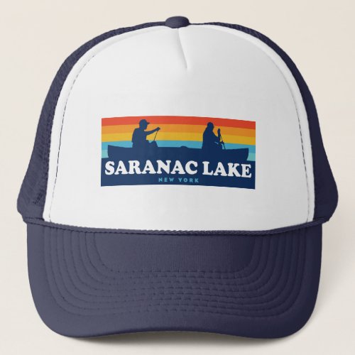 Saranac Lake New York Canoe Trucker Hat