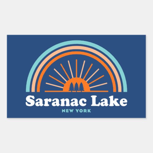 Saranac Lake New York Rainbow Rectangular Sticker