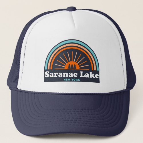 Saranac Lake New York Rainbow Trucker Hat