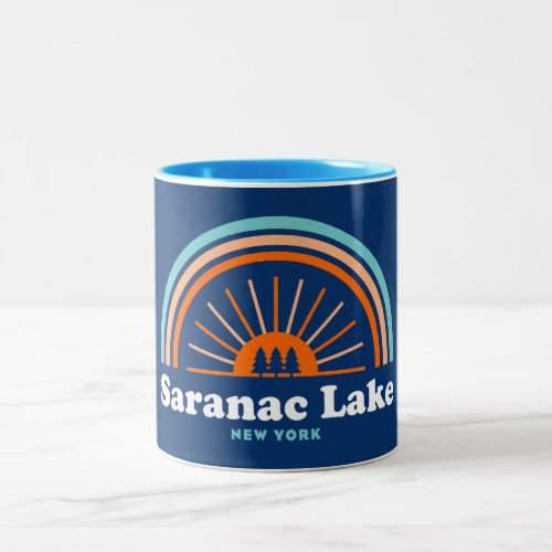 Saranac Lake New York Rainbow Two_Tone Coffee Mug