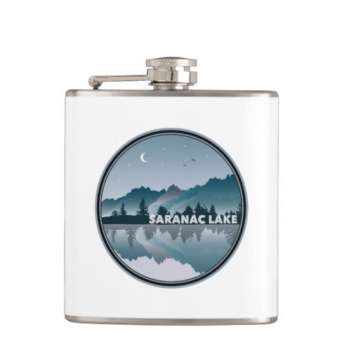 Saranac Lake New York Reflection Flask