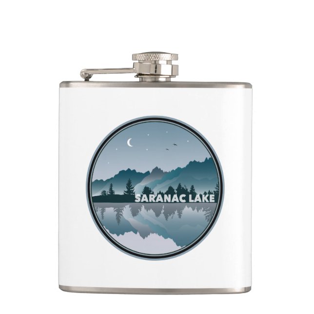 Saranac Lake New York Reflection Flask (Front)