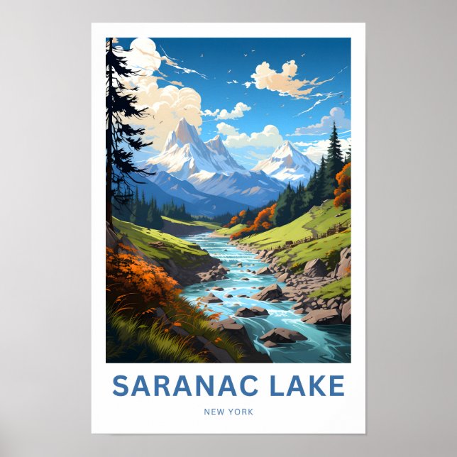 Saranac Lake New York Travel Print (Front)