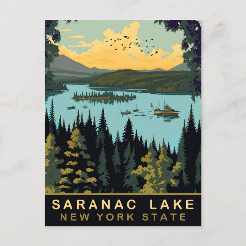 Saranac Lake NY Vintage Travel Postcard