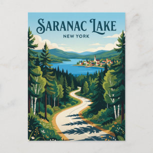Saranac Lake USA Postcard