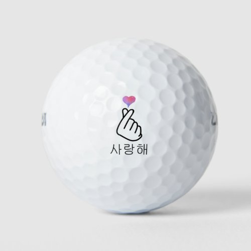 Saranghae Korean Finger Heart K_Pop K_Drama Love S Golf Balls
