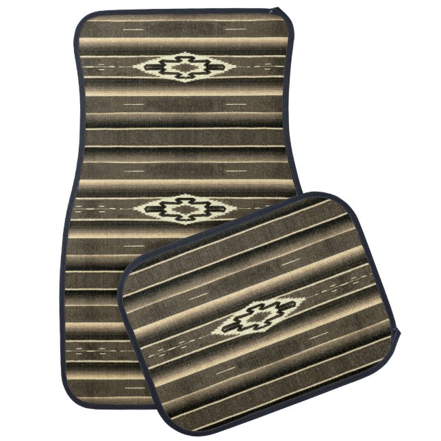 Sarape Pattern in Sepia Colors Car Floor Mat (Set)