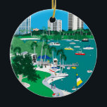 Sarasota Bay Front Ornament<br><div class="desc">Wonderful illustration of Sarasota,  Florida's bay front,  Island Park and O'Leary's.  Reproduced on a holiday ornament,  this makes a great gift for your west coast friends,  teachers and love ones!</div>