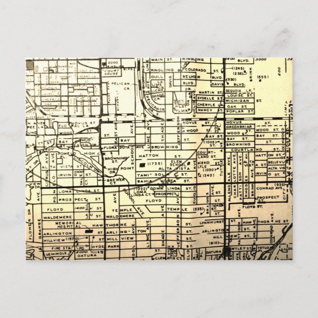 Sarasota, FL Vintage Map Postcard (Front)