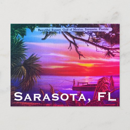 Sarasota Florida Beach Sunset _ Gulf of Mexico Postcard