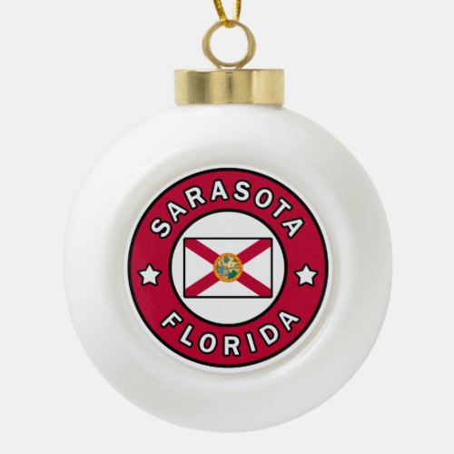 Sarasota Florida Ceramic Ball Christmas Ornament