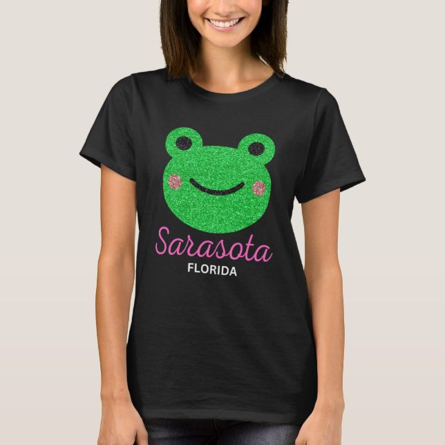 Sarasota Florida Cute Frog Beach Vacation Matching T-Shirt (Front)