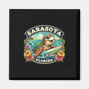 Sarasota Florida Cute Sea Turtle Surfing Magnet