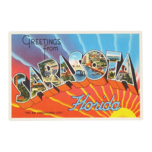 Sarasota Florida FL Old Vintage Travel Souvenir Placemat