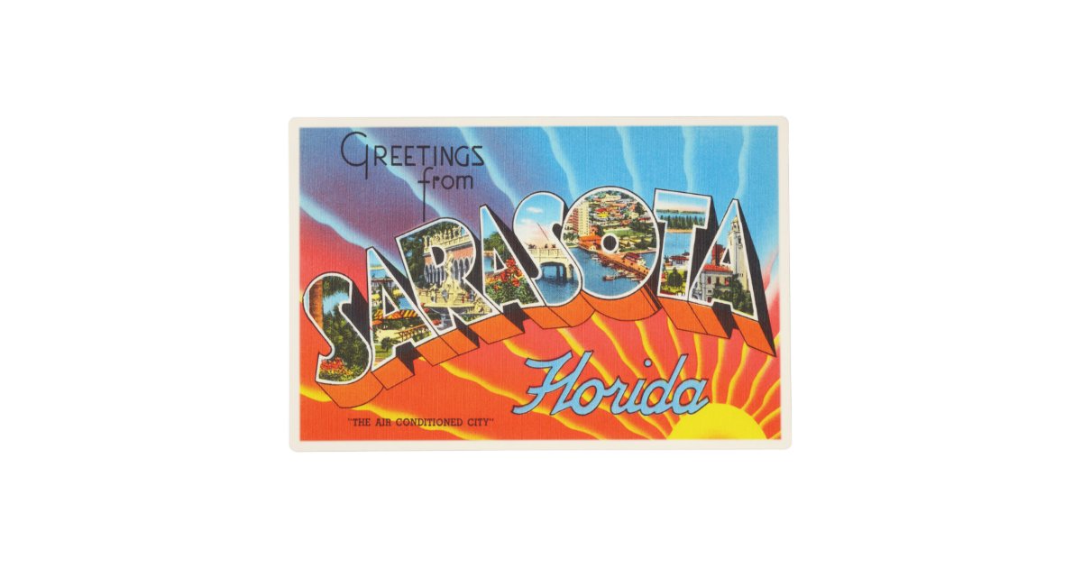 Sarasota Florida FL Old Vintage Travel Souvenir Placemat Zazzle
