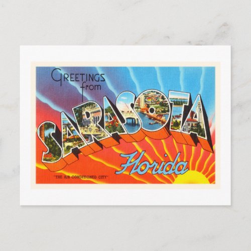 Sarasota Florida FL Old Vintage Travel Souvenir Postcard