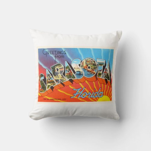 Sarasota Florida FL Old Vintage Travel Souvenir Throw Pillow