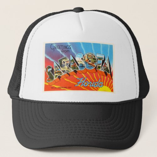 Sarasota Florida FL Old Vintage Travel Souvenir Trucker Hat