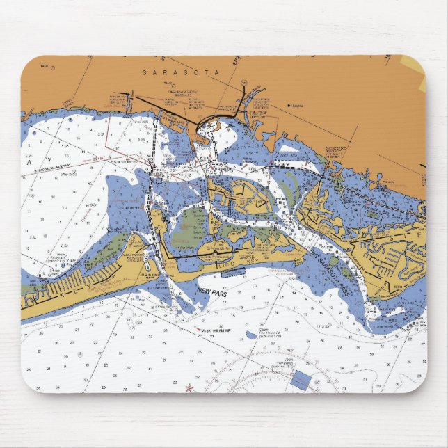 Sarasota, Florida Nautical Harbor Chart Mousepad (Front)