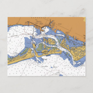 Sarasota, Florida Nautical Harbor Chart Postcard