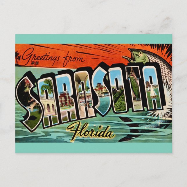 Sarasota Florida Retro Postcard (Front)