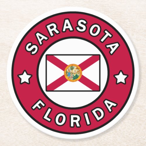 Sarasota Florida Round Paper Coaster