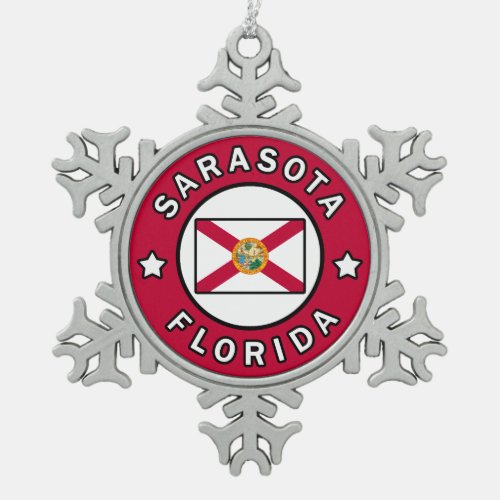 Sarasota Florida Snowflake Pewter Christmas Ornament