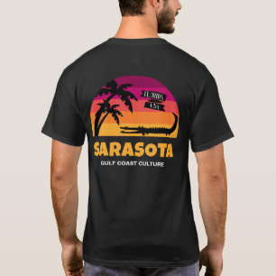 Sarasota Florida Sunset with Alligator Custom Text T-Shirt