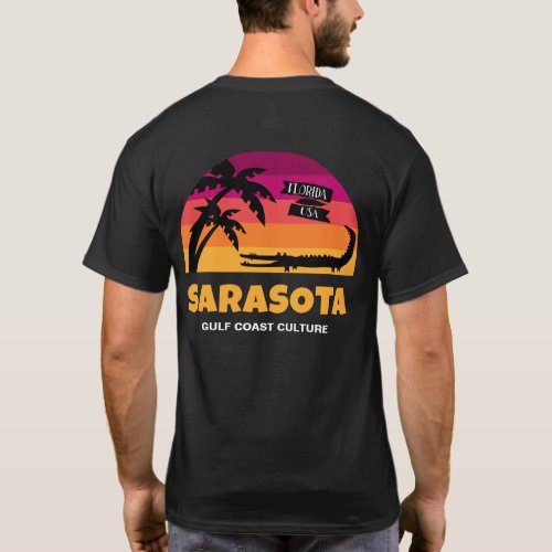 Sarasota Florida Sunset with Alligator Custom Text T_Shirt