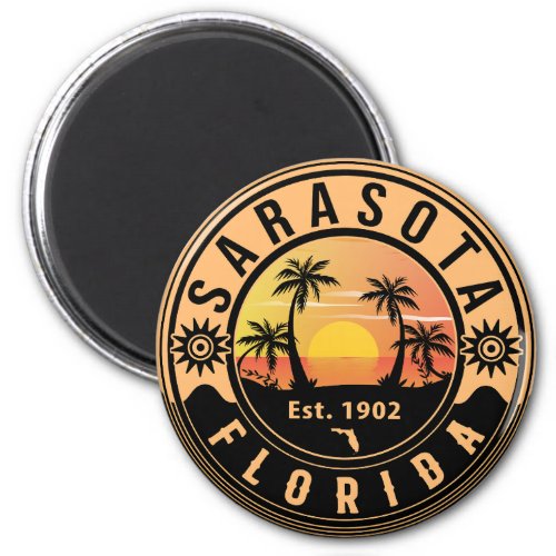Sarasota Florida Tropical Retro Sunset Souvenirs Magnet
