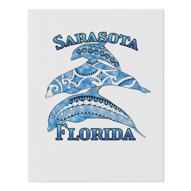 Sarasota Florida Vacation Tribal Dolphins Faux Canvas Print (Front)