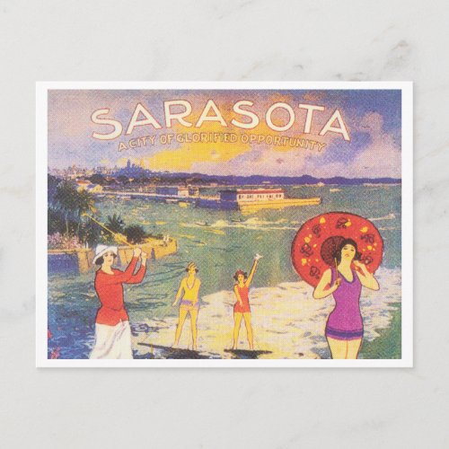 Sarasota Florida vintage 1920s Postcard