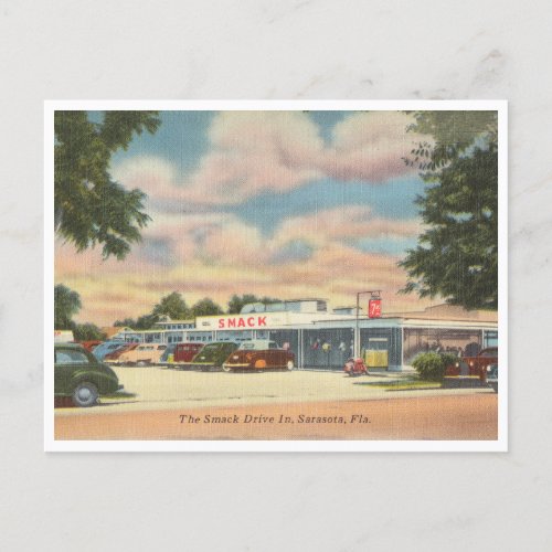 Sarasota Florida vintage 1940s Smack Drive In Postcard