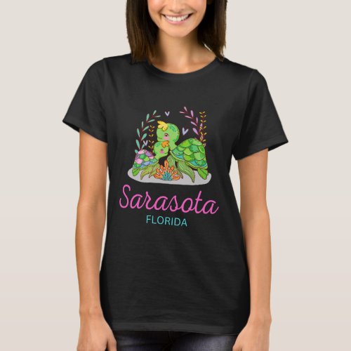 Sarasota Florida Vintage Retro Tribal Sea Turtle V T_Shirt