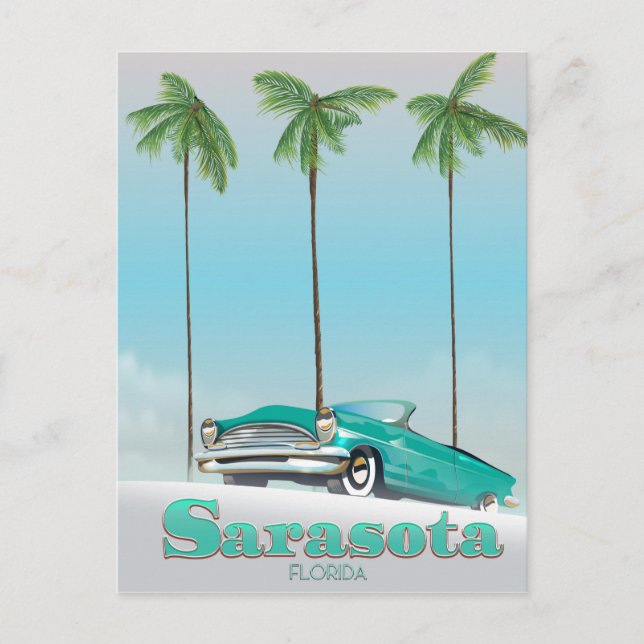 Sarasota Florida Vintage style travel poster Postcard (Front)
