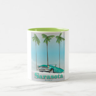 Sarasota Florida Vintage style travel poster Two-Tone Coffee Mug